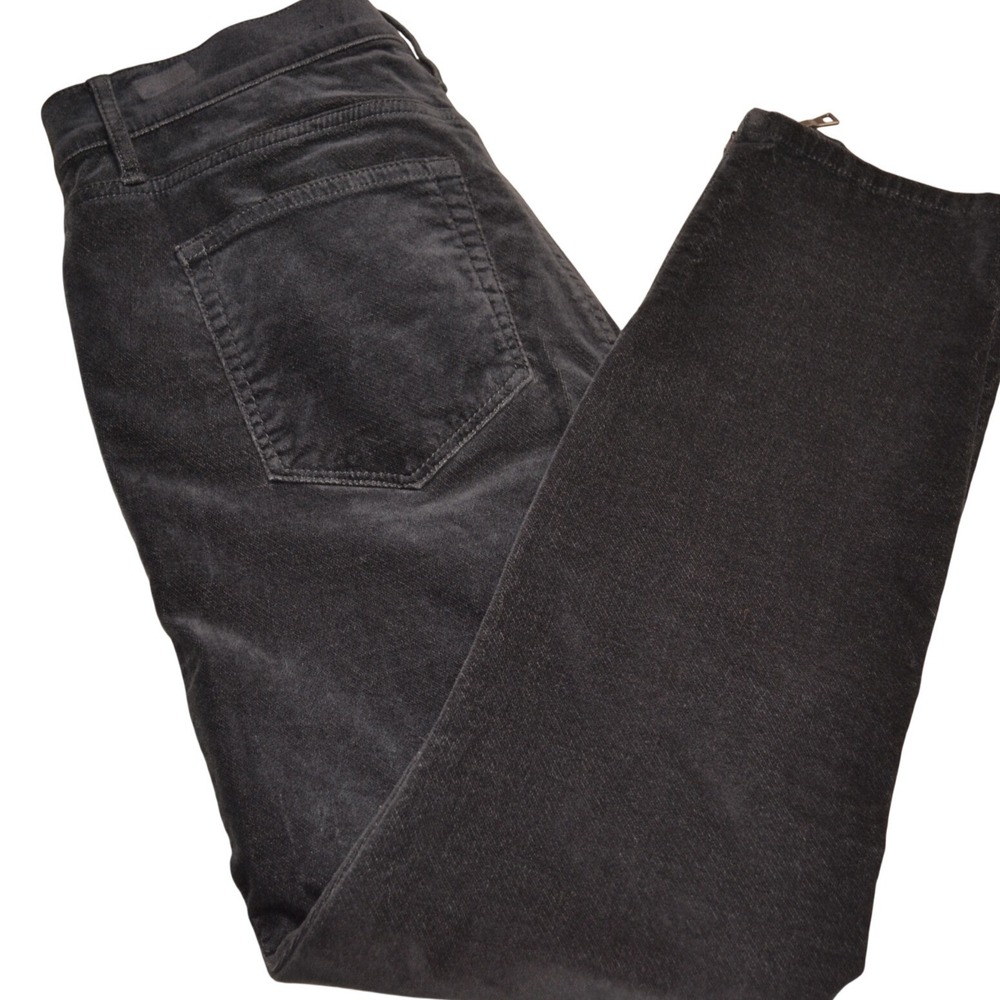LOFT Modern‎ Skinny Pants Women 10 Grey Corduroy Zipper Ankle Casual Soft Zip